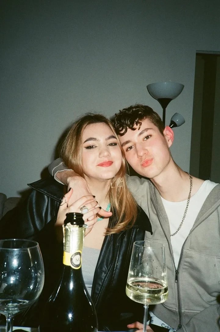 Candid dinner portrait of two people