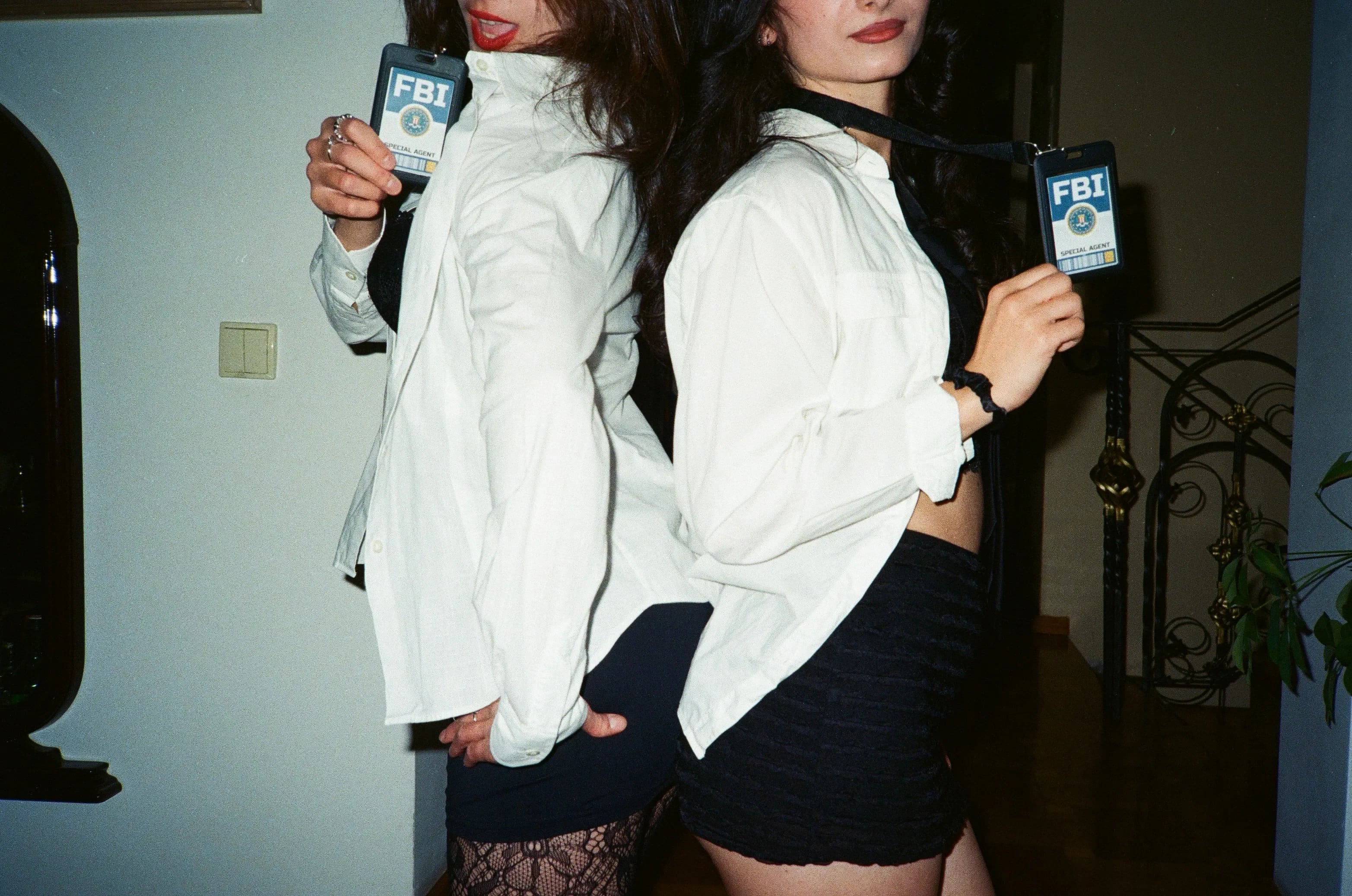 Candid flash portrait of two women